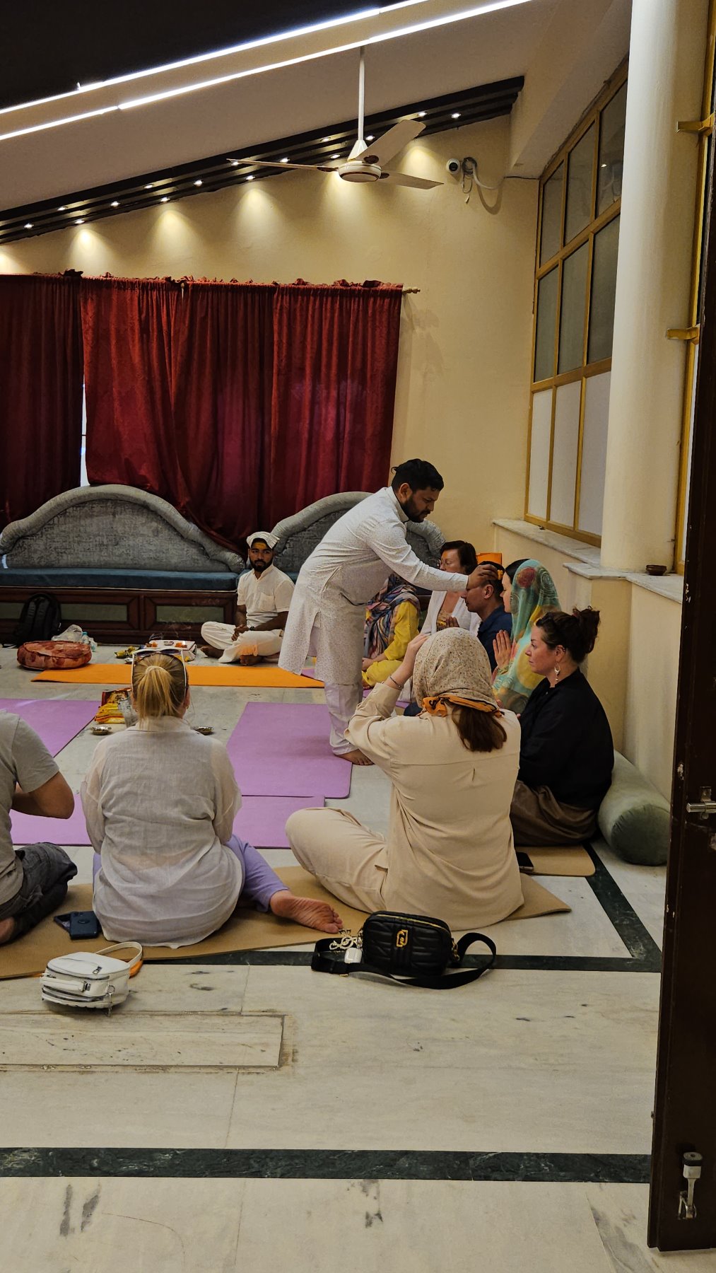 A blessing during the traditional welcome ceremony