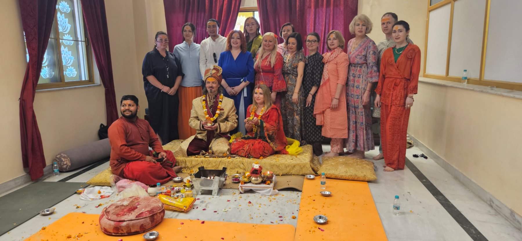 A traditional welcome ceremony held for the group